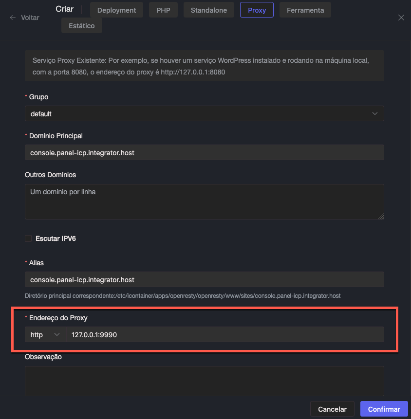 Como instalar o Wildfly usando o Painel ICP