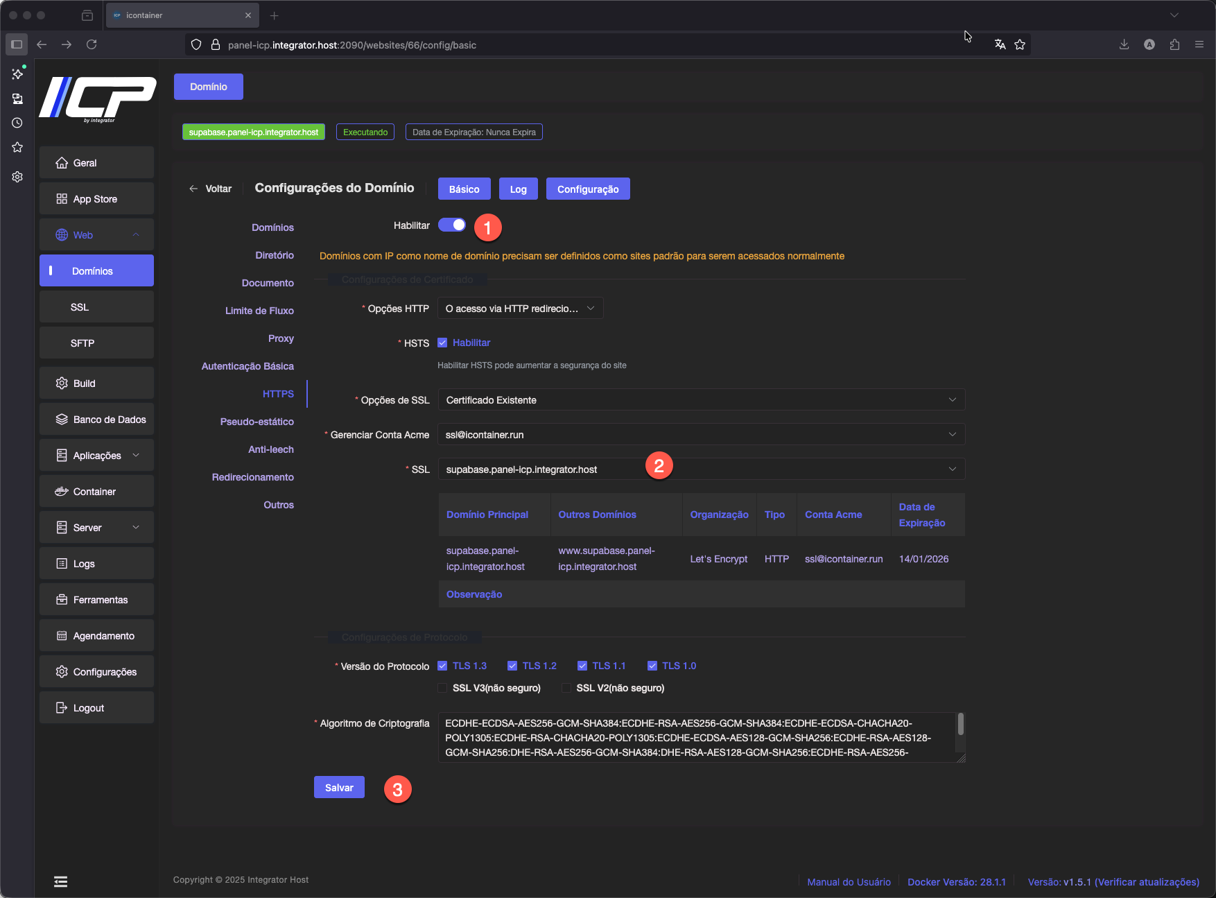 Como instalar o Supabase usando o Painel ICP
