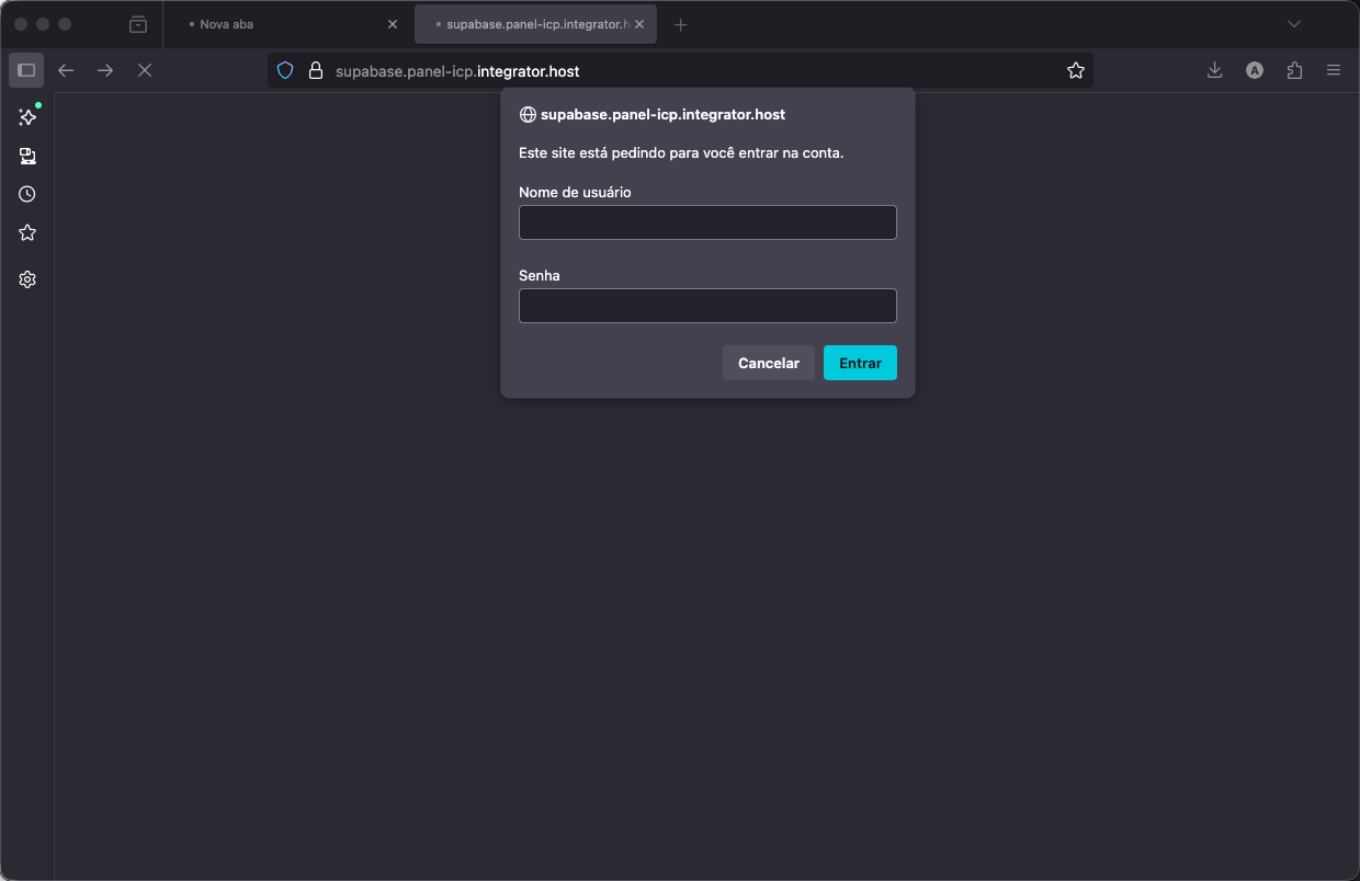 Como instalar o Supabase usando o Painel ICP