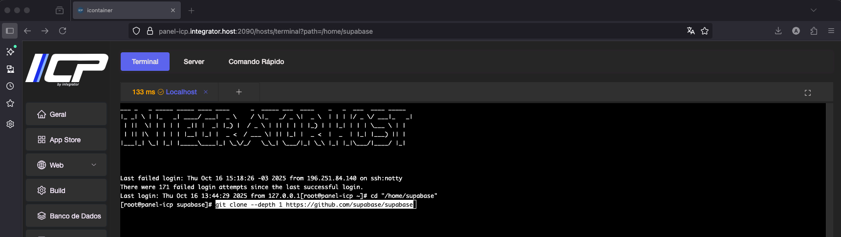 Como instalar o Supabase usando o Painel ICP